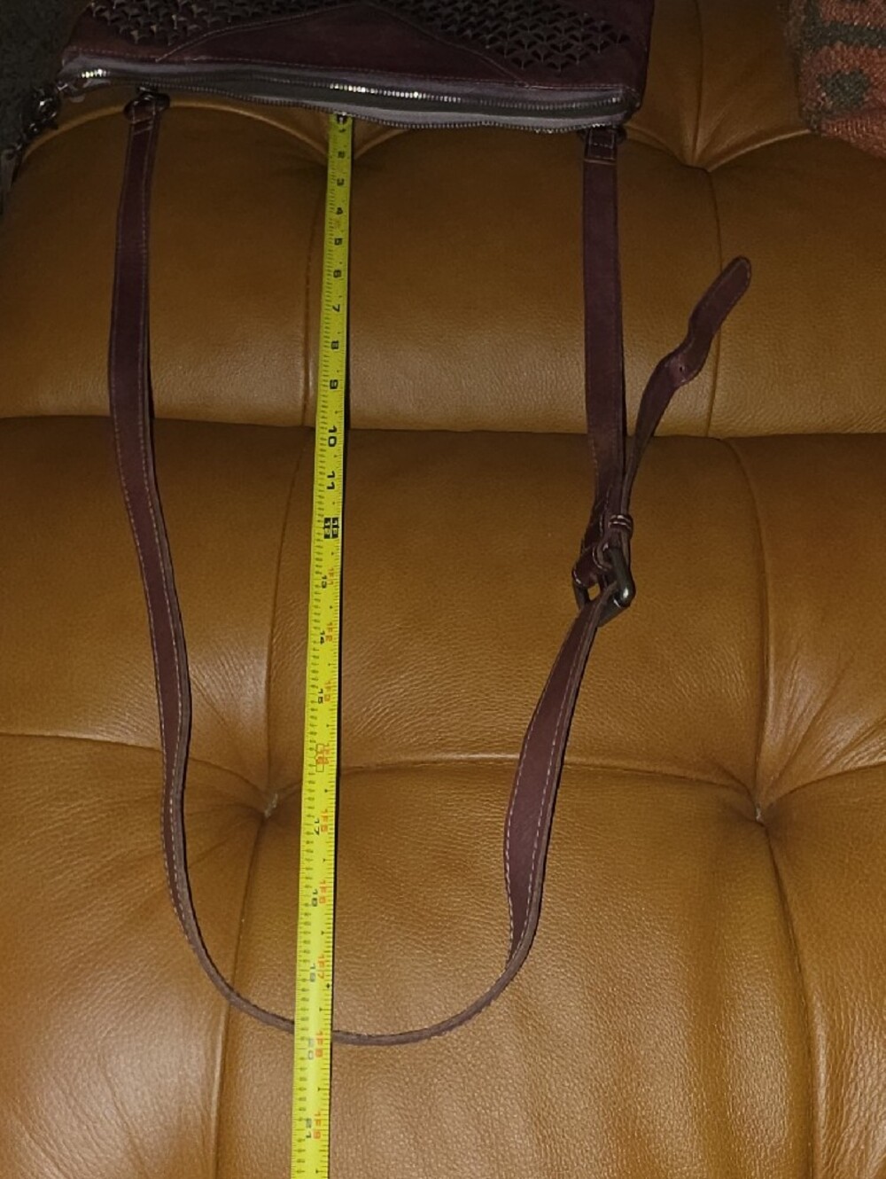 Pol Studded Burgundy Maroon Wine Leather Crossbody Bag - Picture 12 of 15
